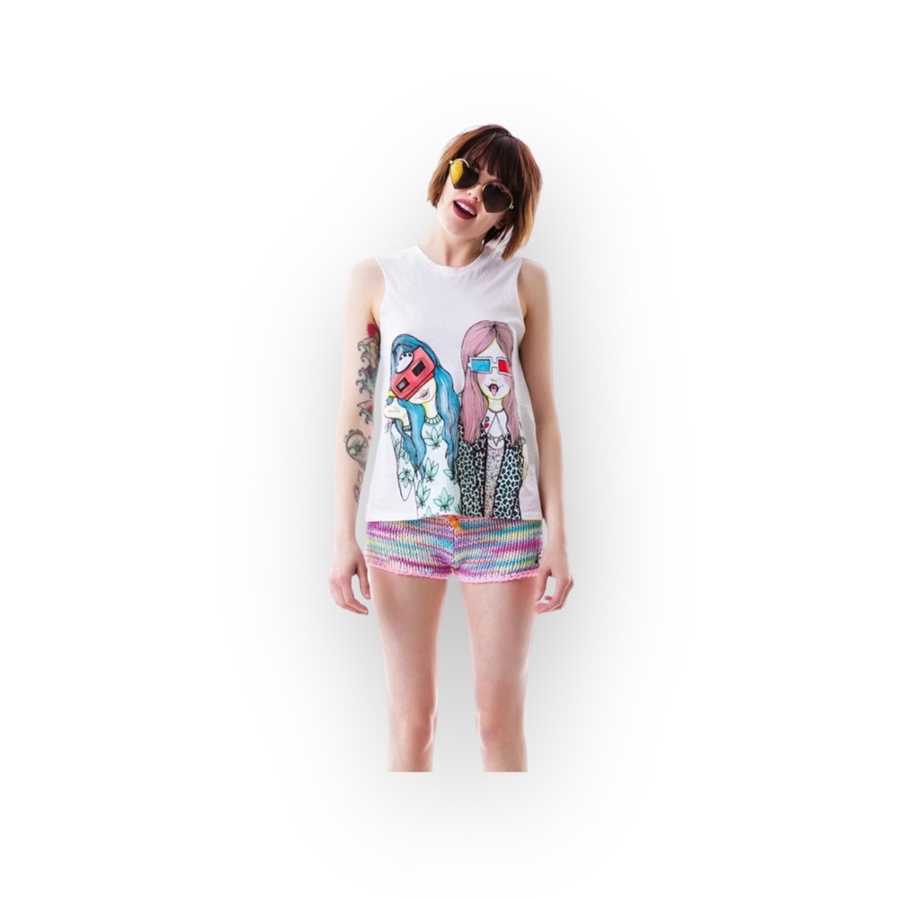 VHTF: Valfre ☻ Vision Girls Weed 3D Muscle Tee ☻ Hand Drawn Indie Designer ☻︎ S - Picture 3 of 16
